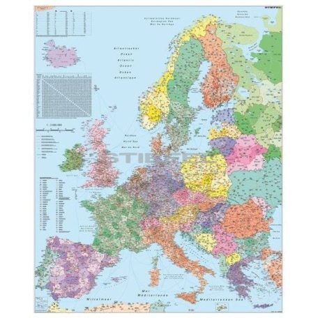 Európa irányítószámos térképe