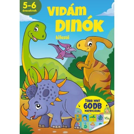 Vidám dínók - kifestő - matricás